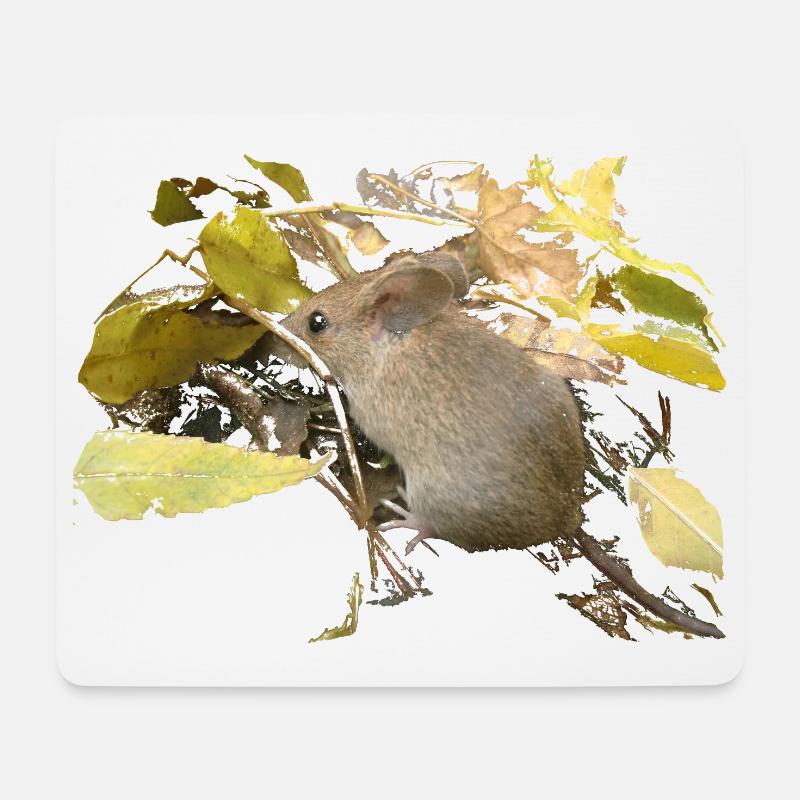 Maus im Laub - Mousepad (Querformat) - Weiß