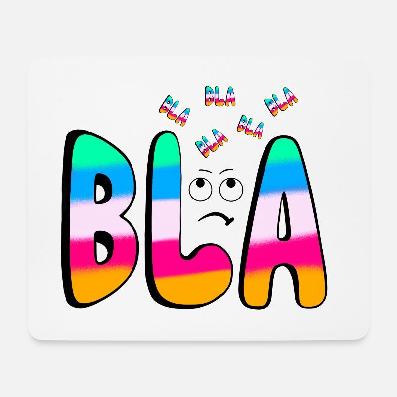 BLA BLA BLA Regenbogenschrift auf Schwarz - Mousepad (Querformat) - Weiß