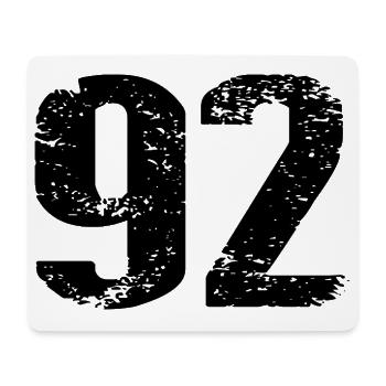 92 Zahl Trikot - Mousepad (Querformat) - Weiß - Vorne