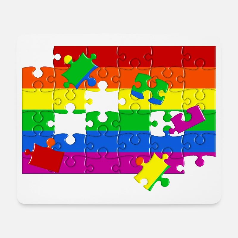 LGTBQ+ Flaggen-Puzzle - Mousepad (Querformat) - Weiß