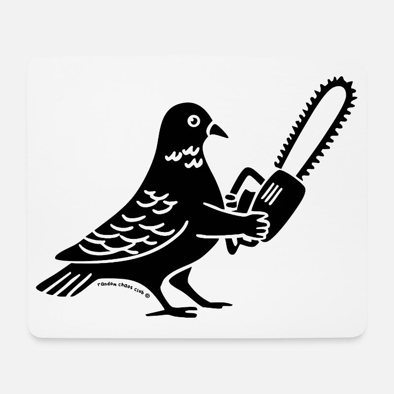 Cursed Pigeon Design – Dark Humor Bird Artwork  - Mousepad (Querformat) - Weiß