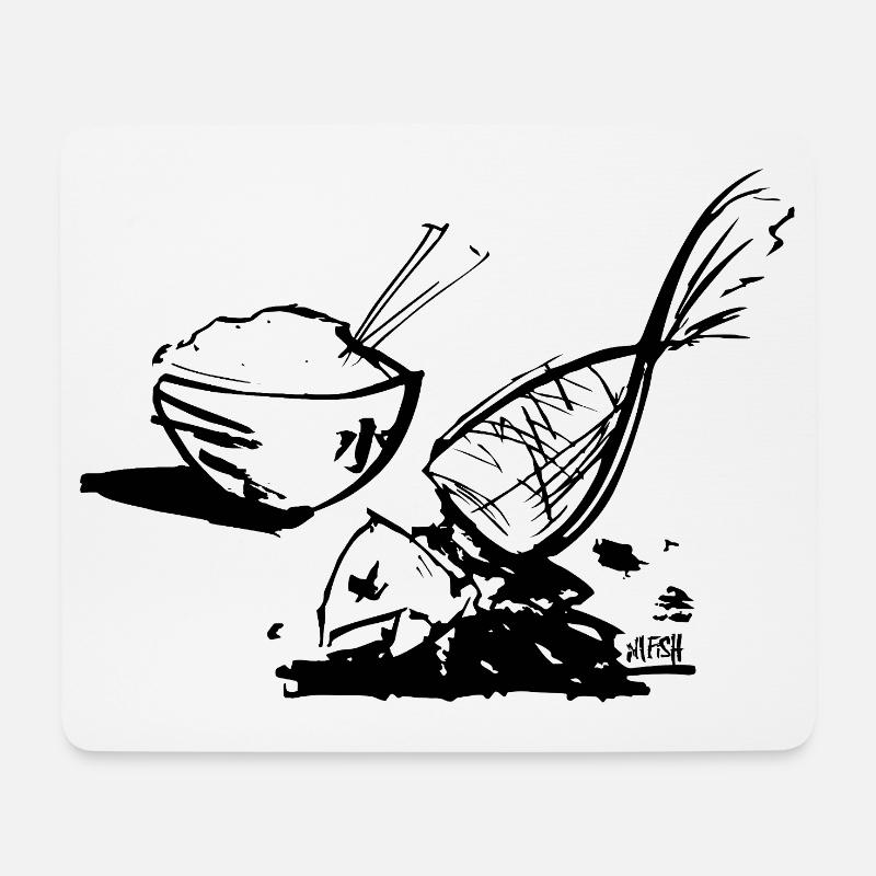 Fisch und Reis - Mousepad (Querformat) - Weiß