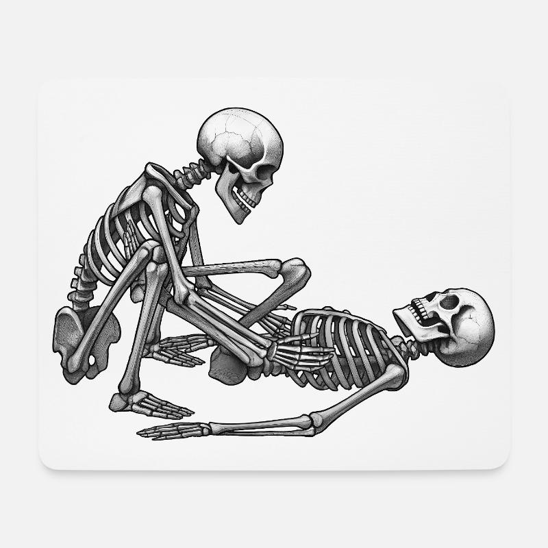 SKELETONS IN LOVE #3 – Schwarz & Weiß - Mousepad (Querformat) - Weiß