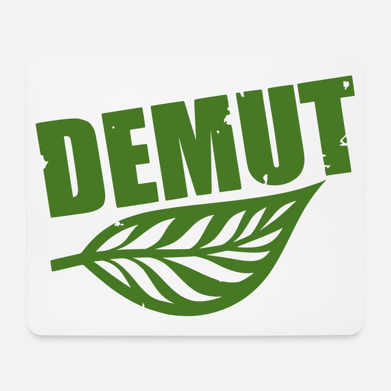 Demut mit Blatt grüne Typografie - Mousepad (Querformat) - Weiß