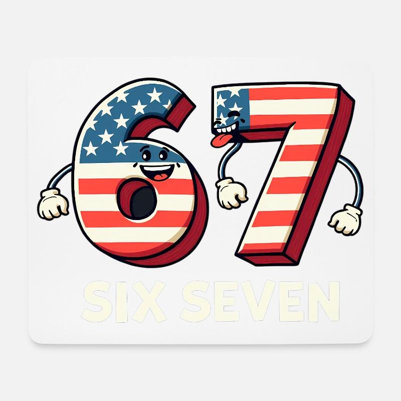US Flag 67 Memes Six Seven - Mousepad (Querformat) - Weiß
