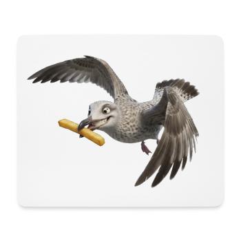 Möwe mit Pommes frites - Mousepad (Querformat) - Weiß - Vorne