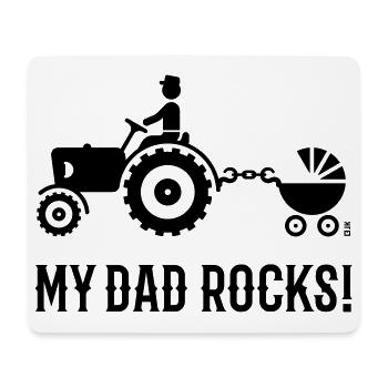 My Dad Rocks! (Trecker & Kinderwagen / Black) - Mousepad (Querformat) - Weiß - Vorne