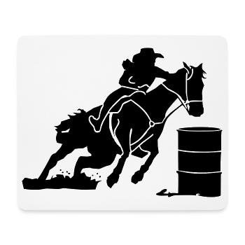 Pferdesport Westernreiten - Barrel Race - Mousepad (Querformat) - Weiß - Vorne