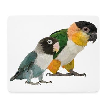Caique et Agapornis - Tapis de souris (format paysage) - blanc - Devant