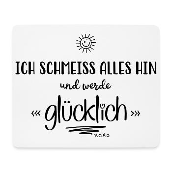 Glücklich - Mousepad (Querformat) - Weiß - Vorne
