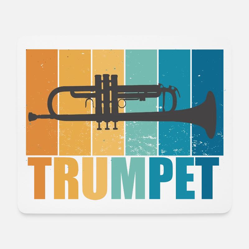 Trompete Vintage Musiker Instrument Geschenk - Mousepad (Querformat) - Weiß