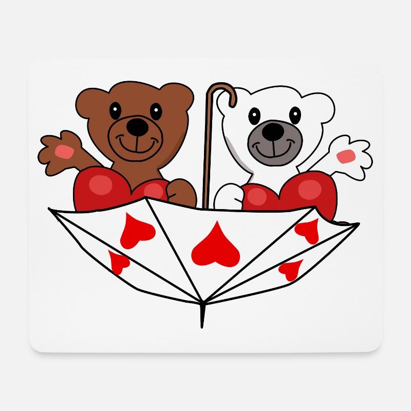 Bären Bär Teddybär Liebe Herzen Valentin Romantik - Mousepad (Querformat) - Weiß