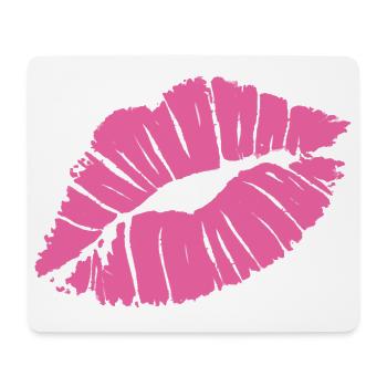 Smooch Pink Lipstick Kiss Mark Love Statement Tee - Mouse Pad (horizontal) - white - Front