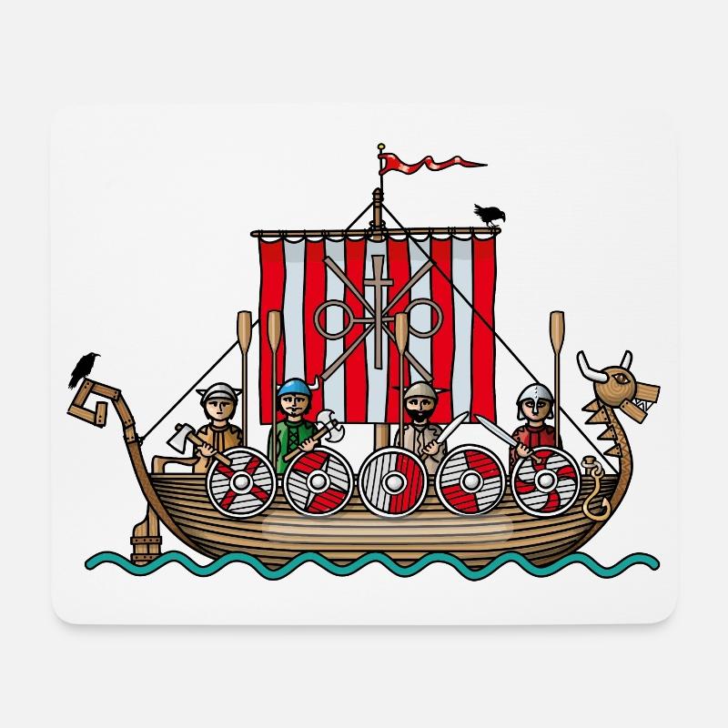 Wikinger auf hoher See - Mousepad (Querformat) - Weiß