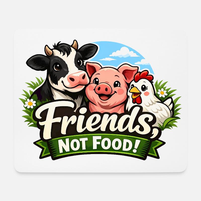 Friends Not Food – Tierfreundliches Statement - Mousepad (Querformat) - Weiß