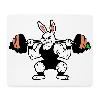 Muskel Hase Karotten Hantel - Mousepad (Querformat) - Weiß - Vorne