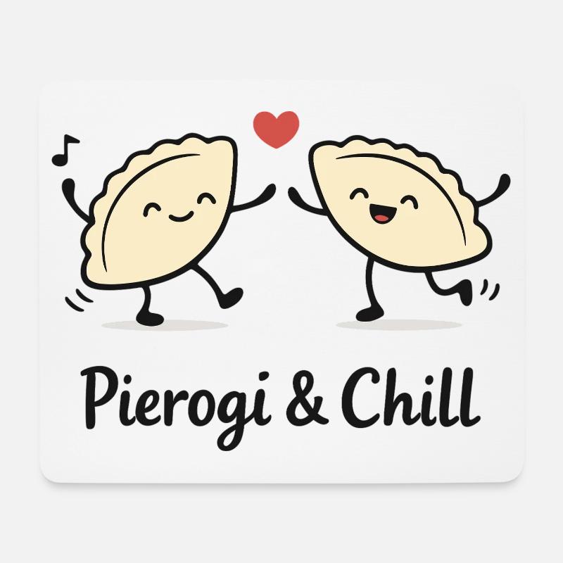 Pierogi & Chill: Funny Dancing Pierogies Polska - Mouse Pad (horizontal) - white