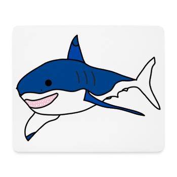 Great White Shark Cartoon - Mouse Pad (horizontal) - white - Front