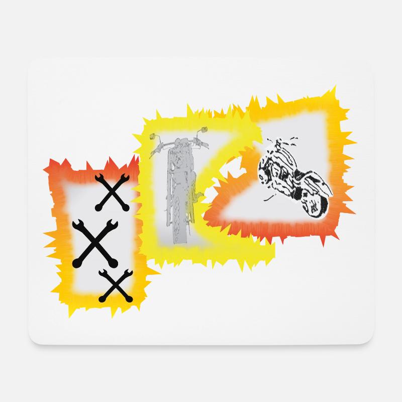 Biker Motorrad Chopper  - Mousepad (Querformat) - Weiß