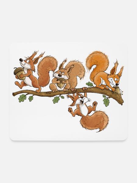 Lustige Eichhörnchen Eichel Wald Tierhumor - Mousepad (Querformat) - Weiß