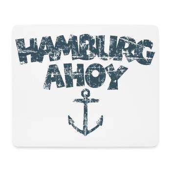 Hamburg Ahoy Anker (Vintage/Blau) - Mousepad (Querformat) - Weiß - Vorne