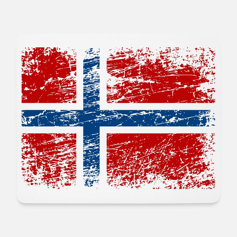 Norwegische Flagge im Vintage-Stil - Mousepad (Querformat) - Weiß