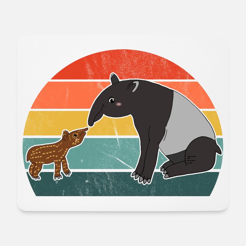 Tapir Familie Mutter Kind Baby Vintage Geschenk - Mousepad (Querformat) - Weiß