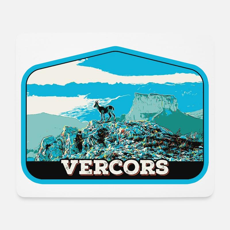Gämsen- und Vercors-Landschaft: Alpine Natur - Mousepad (Querformat) - Weiß