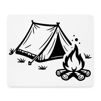 Zelt Lagerfeuer Camping - Mousepad (Querformat) - Weiß - Vorne