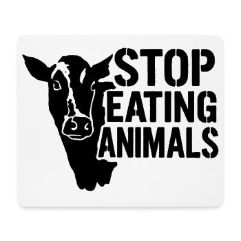 Cow Silhouette Stop Eating Animals - Mouse Pad (horizontal) - white - Front