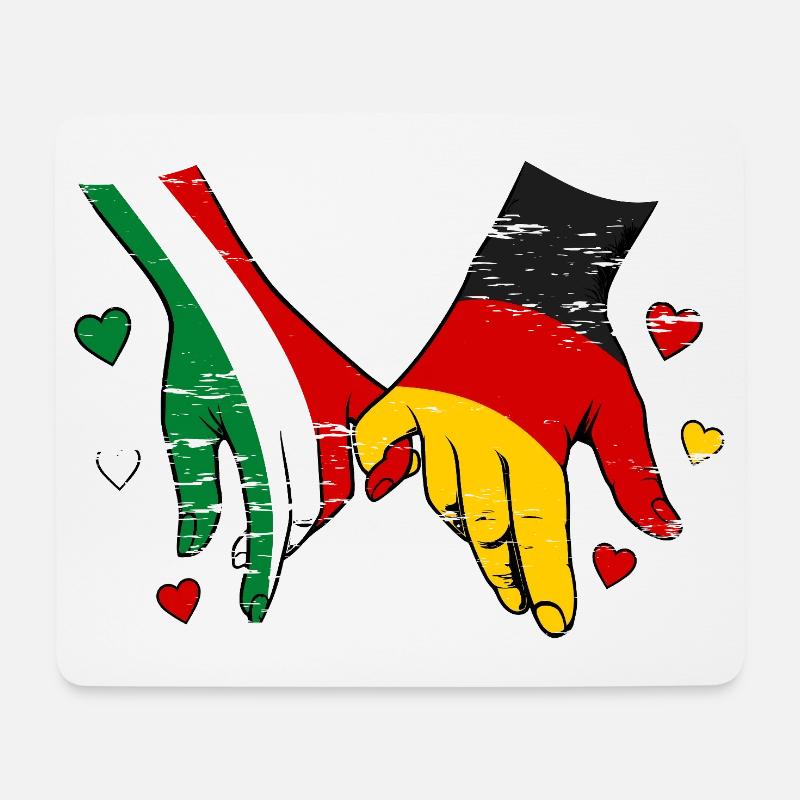 Italien Deutschland Flagge Händehalten used - Mousepad (Querformat) - Weiß