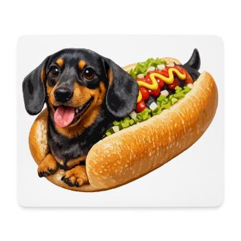 Teckel en hot-dog - Tapis de souris (format paysage) - blanc - Devant