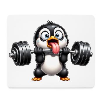 Dessin animé drôle de Radin de la salle de sport de haltérophilie Penguin - Tapis de souris (format paysage) - blanc - Devant