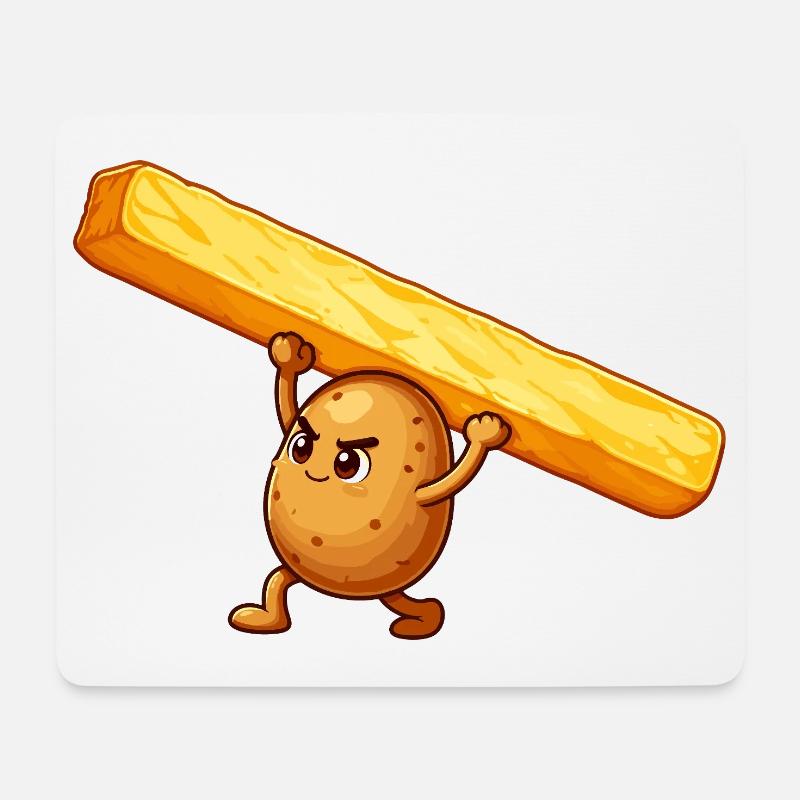 Kartoffelheld mit Pommes - Mousepad (Querformat) - Weiß