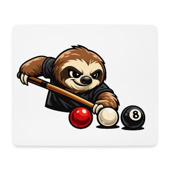 Faultier beim Billard – Entspanntes Spielmotiv - Mousepad (Querformat) - Weiß - Vorne