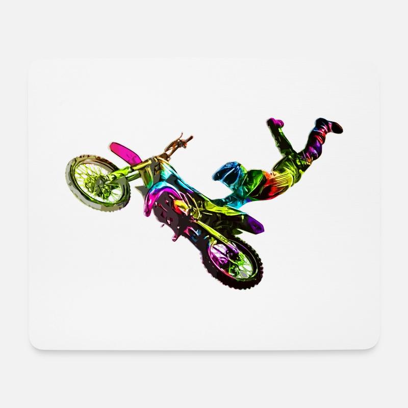 Farbiger Motocrosser - Mousepad (Querformat) - Weiß