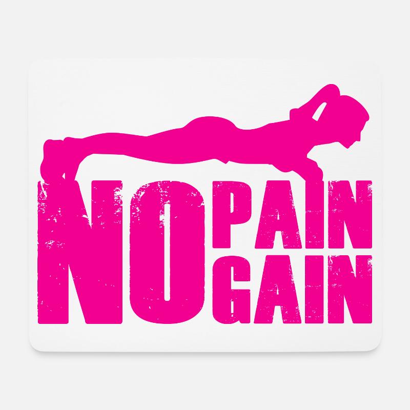 No Pain No Gain Krafttraining Silhouette - Mousepad (Querformat) - Weiß