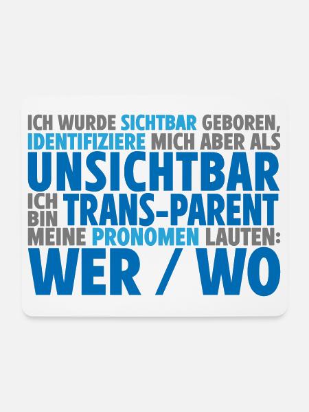 Unsichtbar Transparent Wer Wo | Farben änderbar - Mousepad (Querformat) - Weiß
