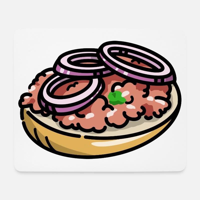 Comic Mettbrötchen Mett Hack Brötchen Zwiebeln - Mousepad (Querformat) - Weiß