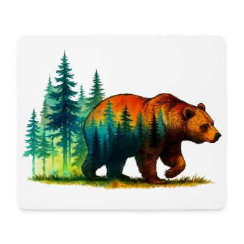 Ours Forêt Réflexion Randonnée Nature sauvage - Tapis de souris (format paysage) - blanc - Devant