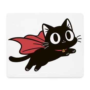 Super Chat Volant | Chat noir avec une cape - Tapis de souris (format paysage) - blanc - Devant