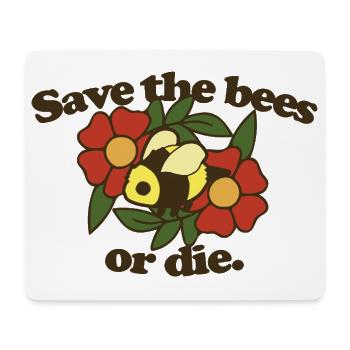 Rette die Bienen oder stirb - Mousepad (Querformat) - Weiß - Vorne