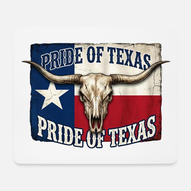 Texas Pride Horns Skull - Mouse Pad (horizontal) - white