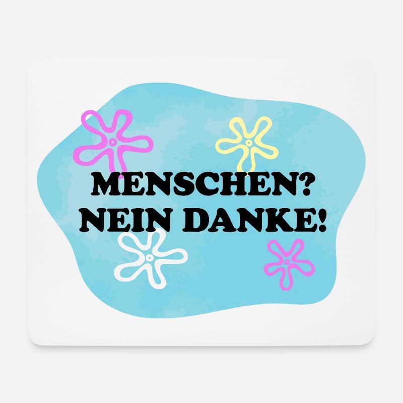 Menschen? Nein Danke! | Sarkastisches Retro Meme - Mousepad (Querformat) - Weiß