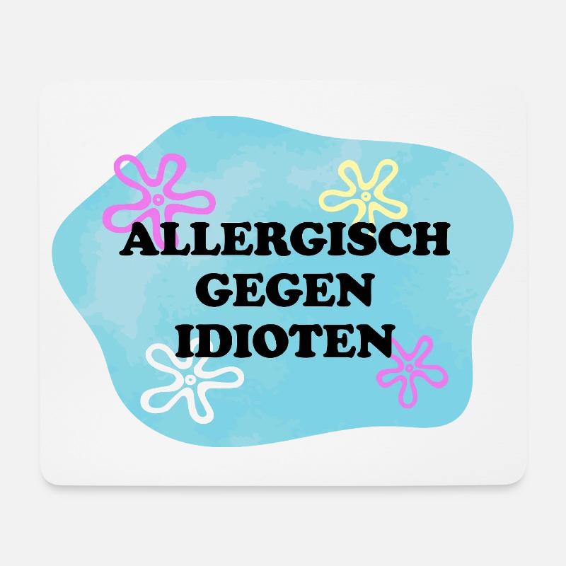 Allergisch gegen Idioten | Sarkasmus Retro Meme - Mousepad (Querformat) - Weiß