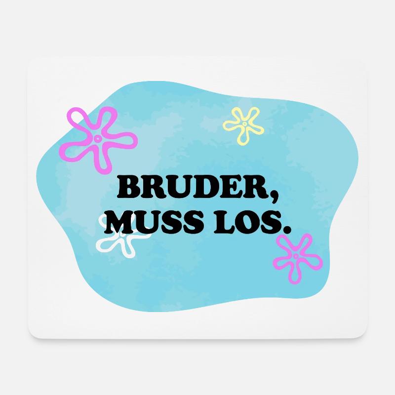 Bruder muss los | Sarkastisches Retro Meme - Mousepad (Querformat) - Weiß
