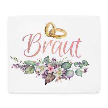 Braut Ringe Blumen JGA Junggesellenabschied - Mousepad (Querformat) - Weiß - Vorne
