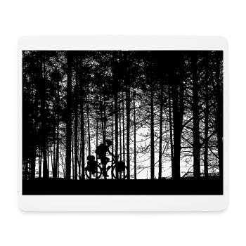 Freedom on two wheels – cyclists in the forest - Mouse Pad (horizontal) - white - Front