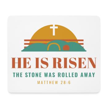 He Is Risen – Easter Christian Matthew 28:6 - Mousepad (Querformat) - Weiß - Vorne