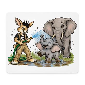 Bunny Punk Tierpfleger — Wasserhelden Elefant  - Mousepad (Querformat) - Weiß - Vorne